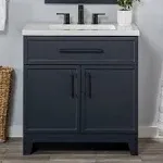 Style Selections Potter 30-in Blue Single Sink Bathroom Vanity with White Cultured Marble Top | LW24W30P2-DB