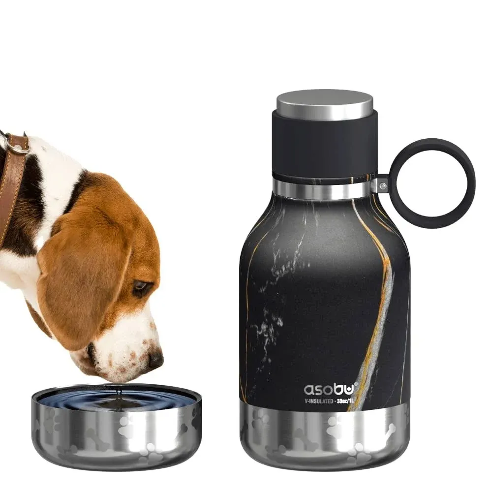 Asobu Dog Bowl Attached to Stainless Steel Insulated Travel Bottle for Human 33 ...