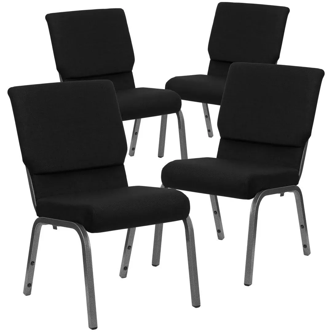 Flash Furniture 4 Pk. Hercules Series 18.5''W Stacking Church Chair in Black ...