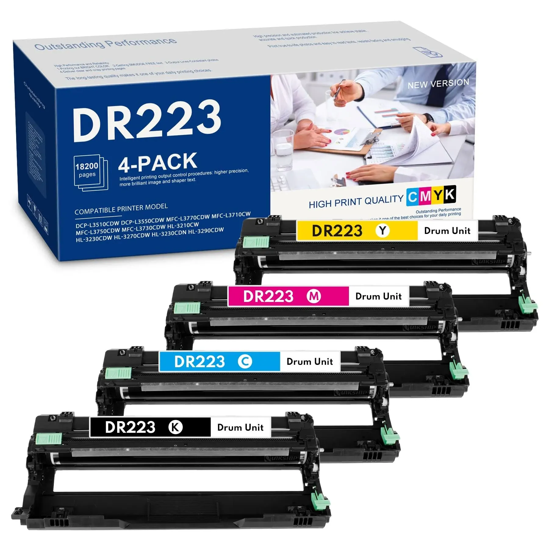 DR223CL Drum Unit Set 4 Pack Replacement for Brother DR-223CL DR 223CL MFC-l3710CW MFC-L3770CDW MFC-L3750CDW HL-L3270CDW HL-L3290CDW Printer Drum