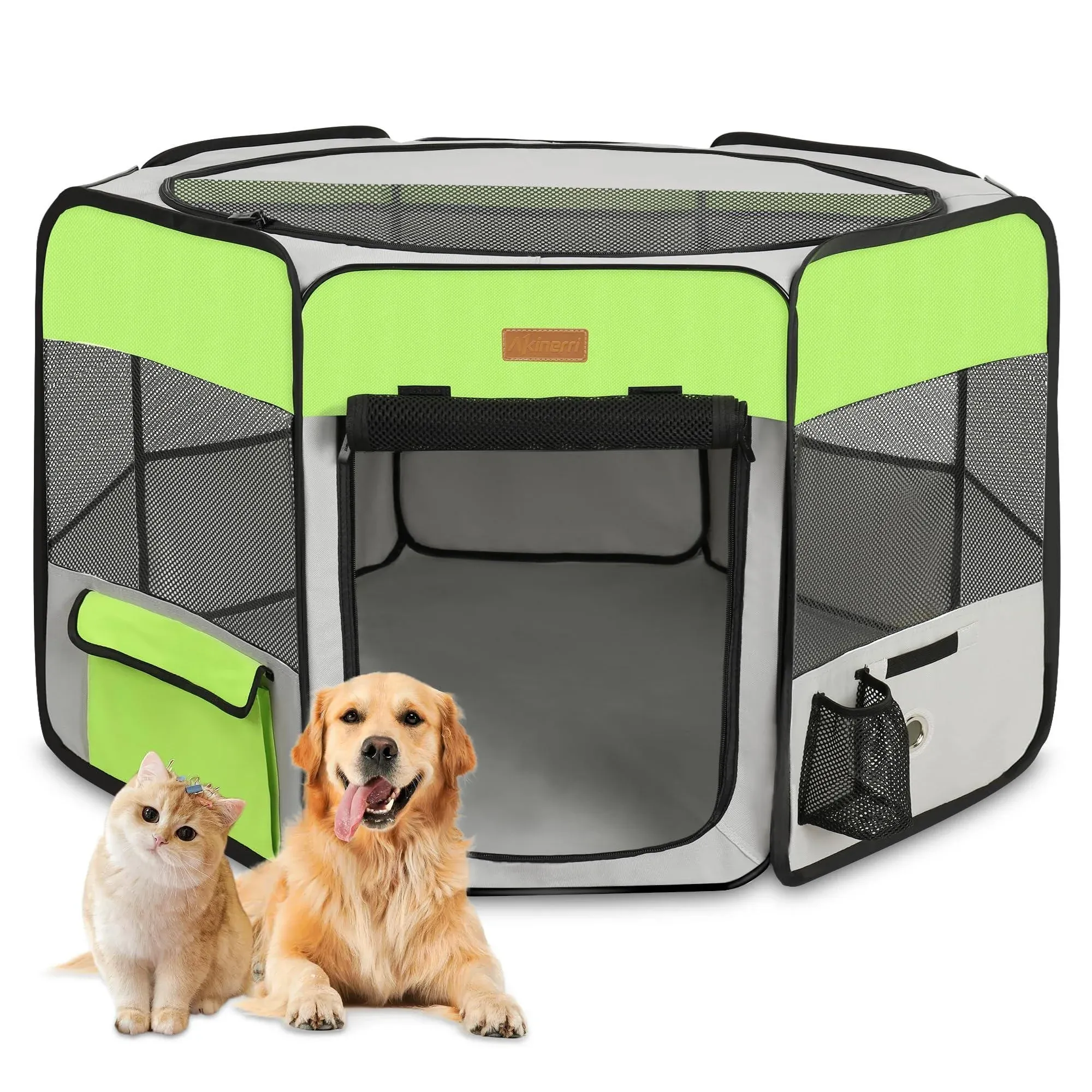 Akinerri Dog Playpen, Portable Pet Play Pen for Cat, Puppies, Rabbits, Chickens, Foldable Large-capacity Pet Tent for IndoorOutdoor Travel Camping