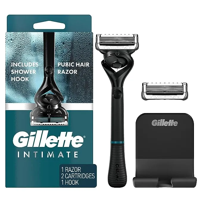 Gillette Intim-Schamhaar-Rasierer für Männer, Schamrasierer für Herren, Schamrasierer für Manscaping, sanft und einfach zu bedienen, entworfen für Schamhaar, 1 Rasiergriff, 2