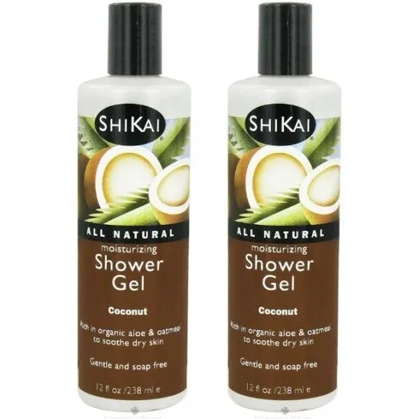 Shikai Moisturizing Shower Gel, Coconut, 12 Ounce (Pack of 2)