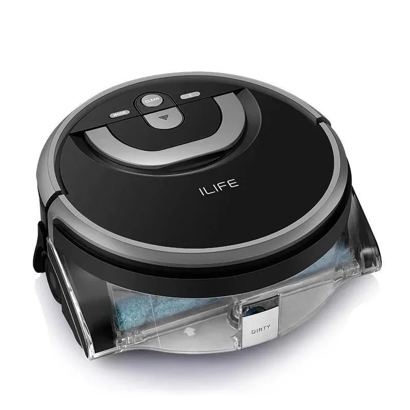 iLife Shinebot W400 Floor Washing Mop Robot, Black and Silver - Refurbished