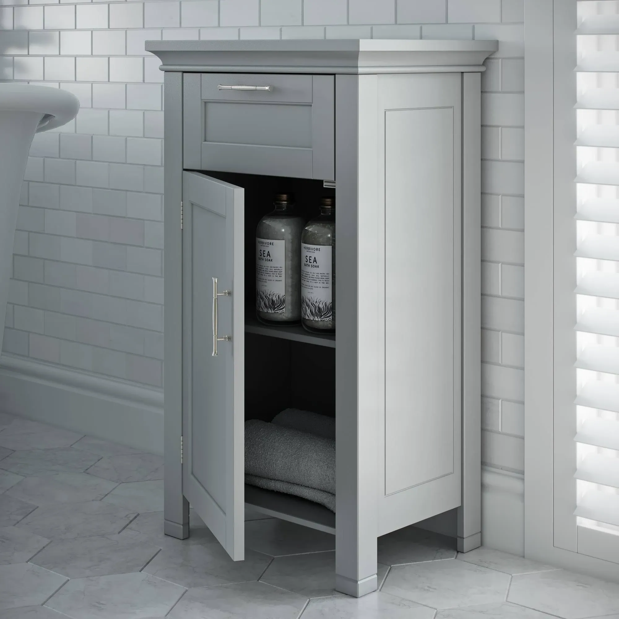 RiverRidge Home Somerset Single Door Floor Cabinet, Gray