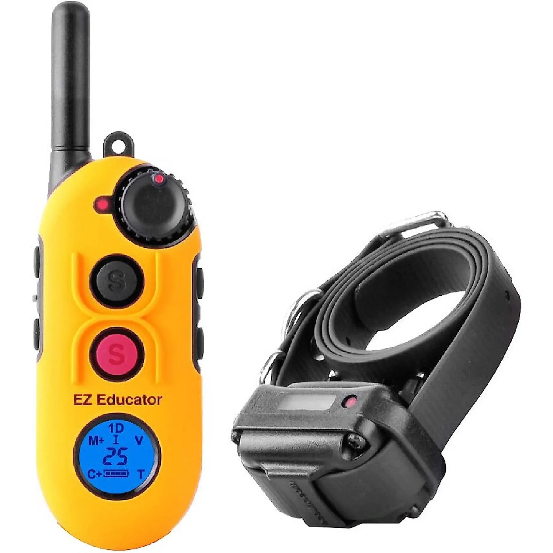 Educator EZ 1/2 Mile Dog Training Collar with Ergonomic Remote, Safe Humane Vibration Stimulation, Pavlovian Tone, Waterproof, Odorproof Biothane Collar, Night Light, Rechargeable, 1 Dog, YellowEducator EZ 1/2 Mile Dog Training Collar with Ergono…