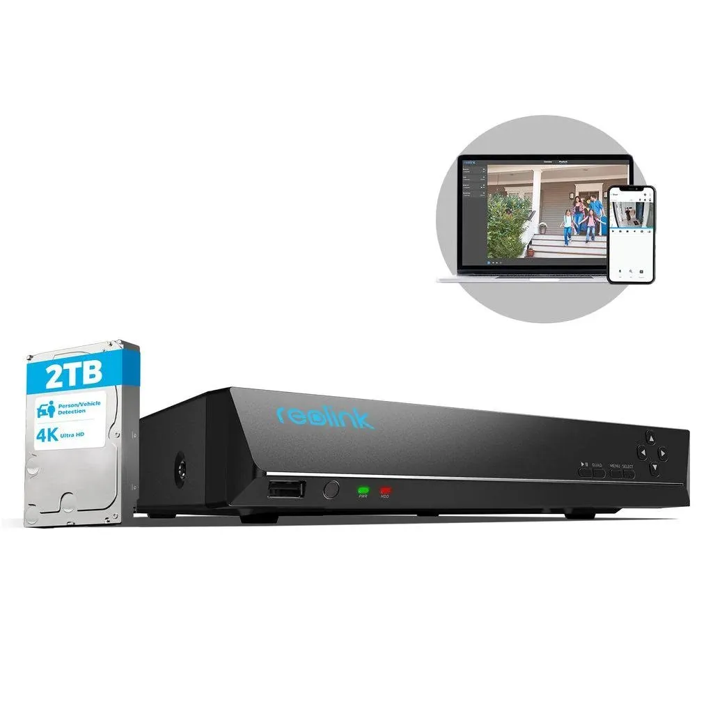 Reolink 4K 8-Channel Network Video Recorder, Support Up to 12MP, Power Over Ethernet, 2TB HDD Built-in 17541010