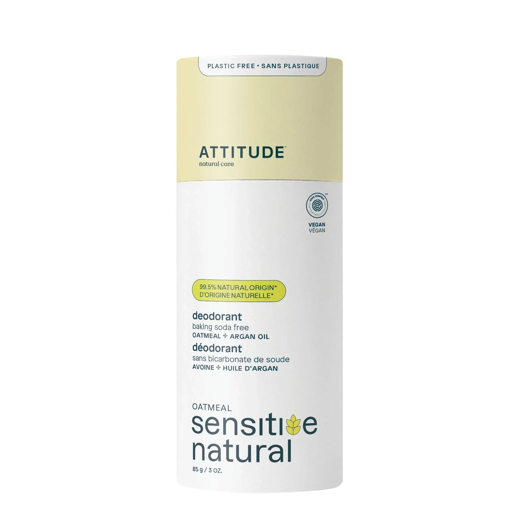 Attitude Sensitive Natural Care Deodorant, Oatmeal - 85 g