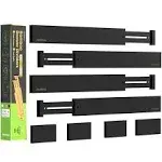 ANTOWIN Bamboo Drawer Dividers Organizers, Expandable Drawer Separators Splitter,17-22 inches Long Adjustable Spring-loaded Organizer for Large Utensil, Clothes, Tools Drawers (Black)