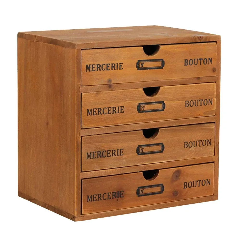 WillCome Wooden Storage Box with Drawers