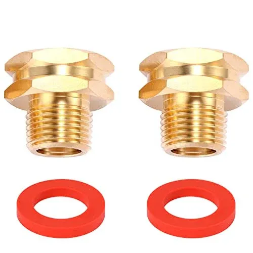 2 Pack Garden Hose Adapter,3/4" NPT X 3/4" GHT Connector with Dual Swivel, Brass Garden Hose Convert Adapter Fitting, Garden Hose Thread 3/4" Female to 3/4" Female Pipe Thread, with Extra 2 Washers