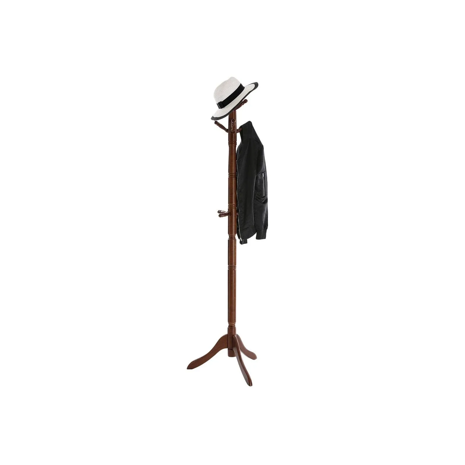 Solid Wood Coat Rack/Stand, Free Standing Hall Coat Tree with 10 Hooks