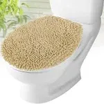 MAYSHINE Plush Shaggy Standard Toilet Seat Lid Cover (Beige) | Fuzzy Chenille Microfiber, Fluffy Soft Absorbent - Machine Washab