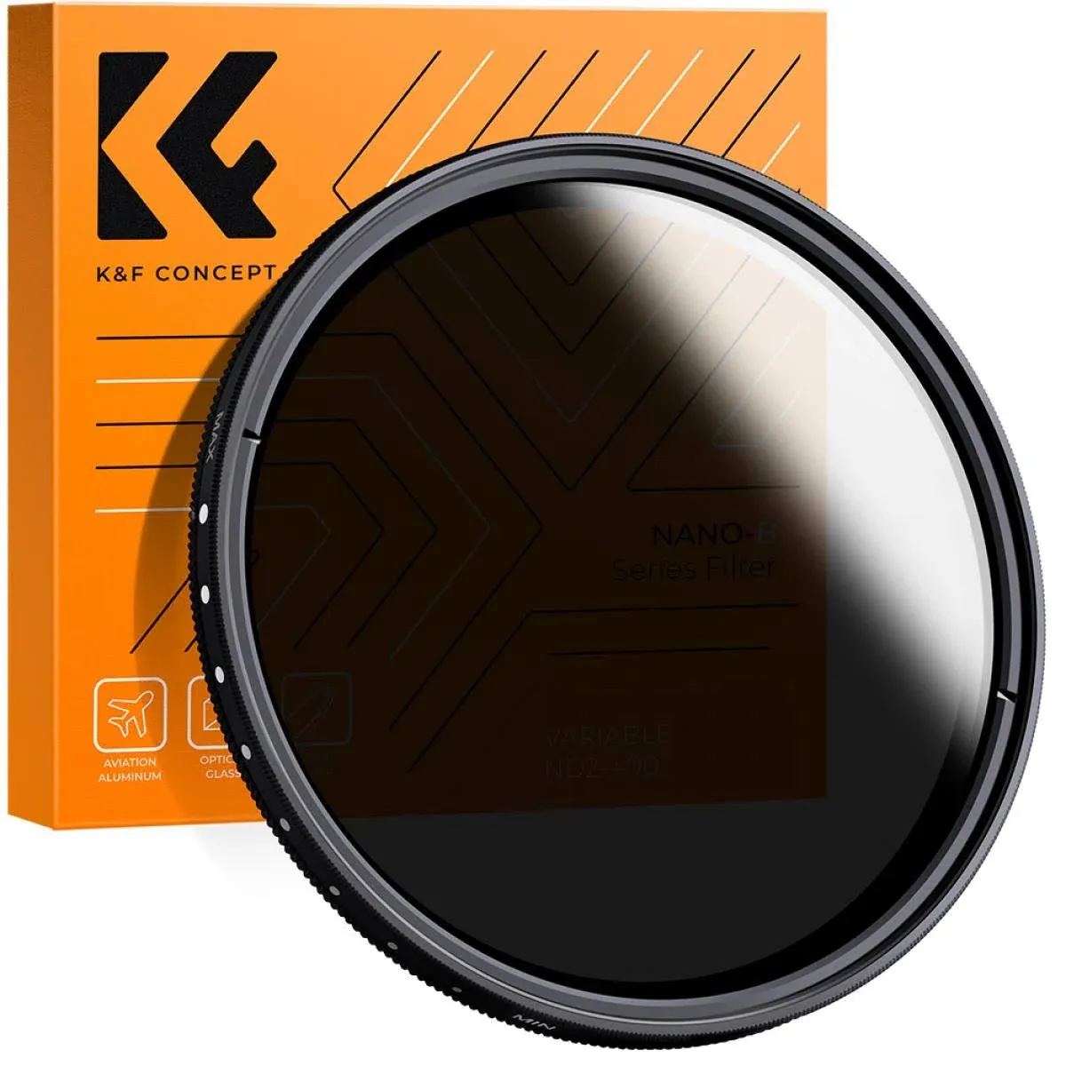 K&F Concept 46mm Slim Hd Multi-Coated Polarizador Variable Nd Densidad Neutra Nd2 Nd4 Nd8 A Nd400 Ajustable Filtro De Lente + Paño De Limpieza De