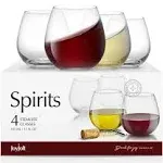 JoyJolt Spirits Stemless Wine Glasses for Red or White Wine (Set of 4)-15-Ounces