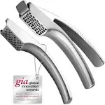 Garlic Press Stainless Steel with Two Detachable Handles for Fine &amp;Coarse Garlic