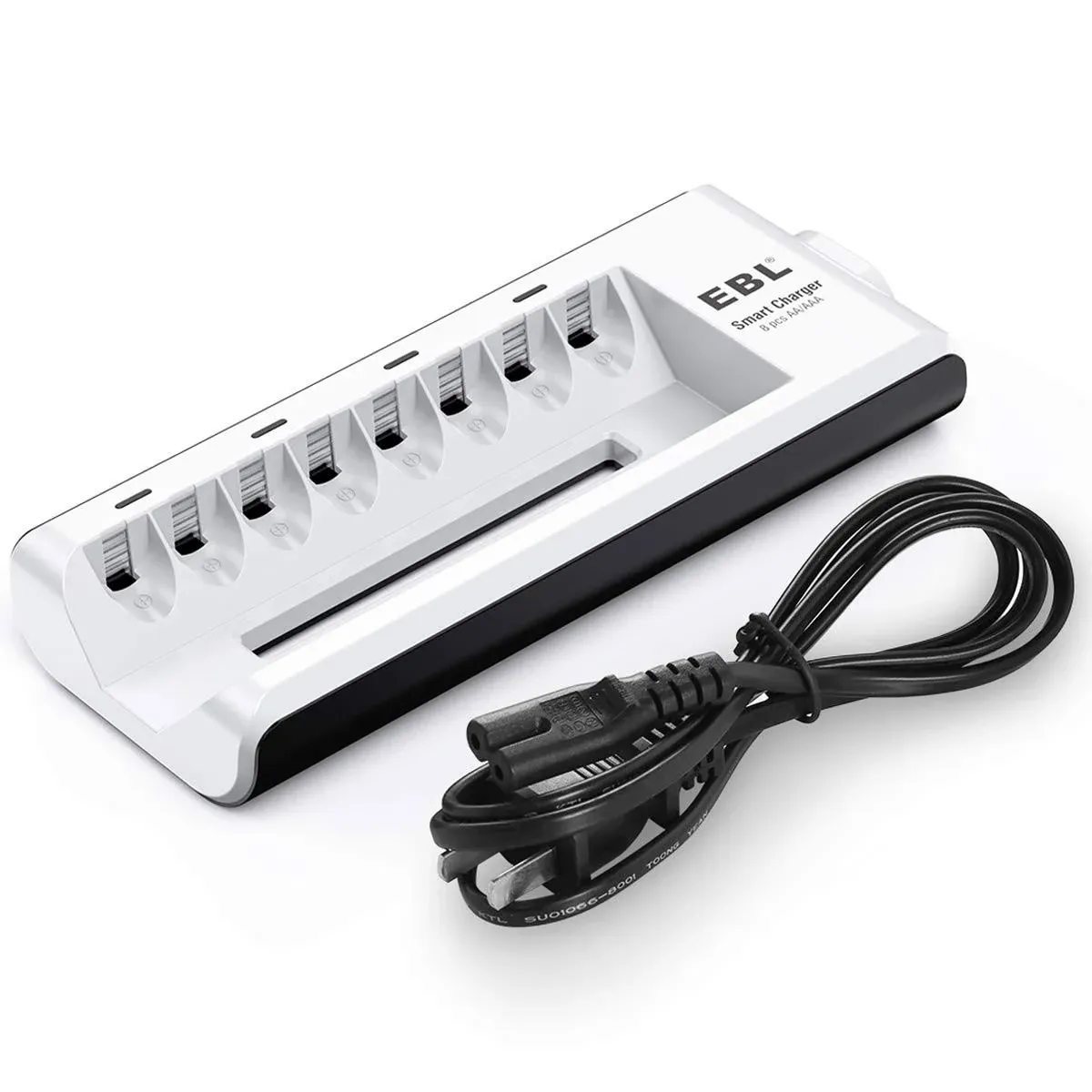 EBL AA AAA Battery Charger, 8-Bay Individual Charger for NiMH NiCD Rechargeable Batteries with AC Plug Fast Charging