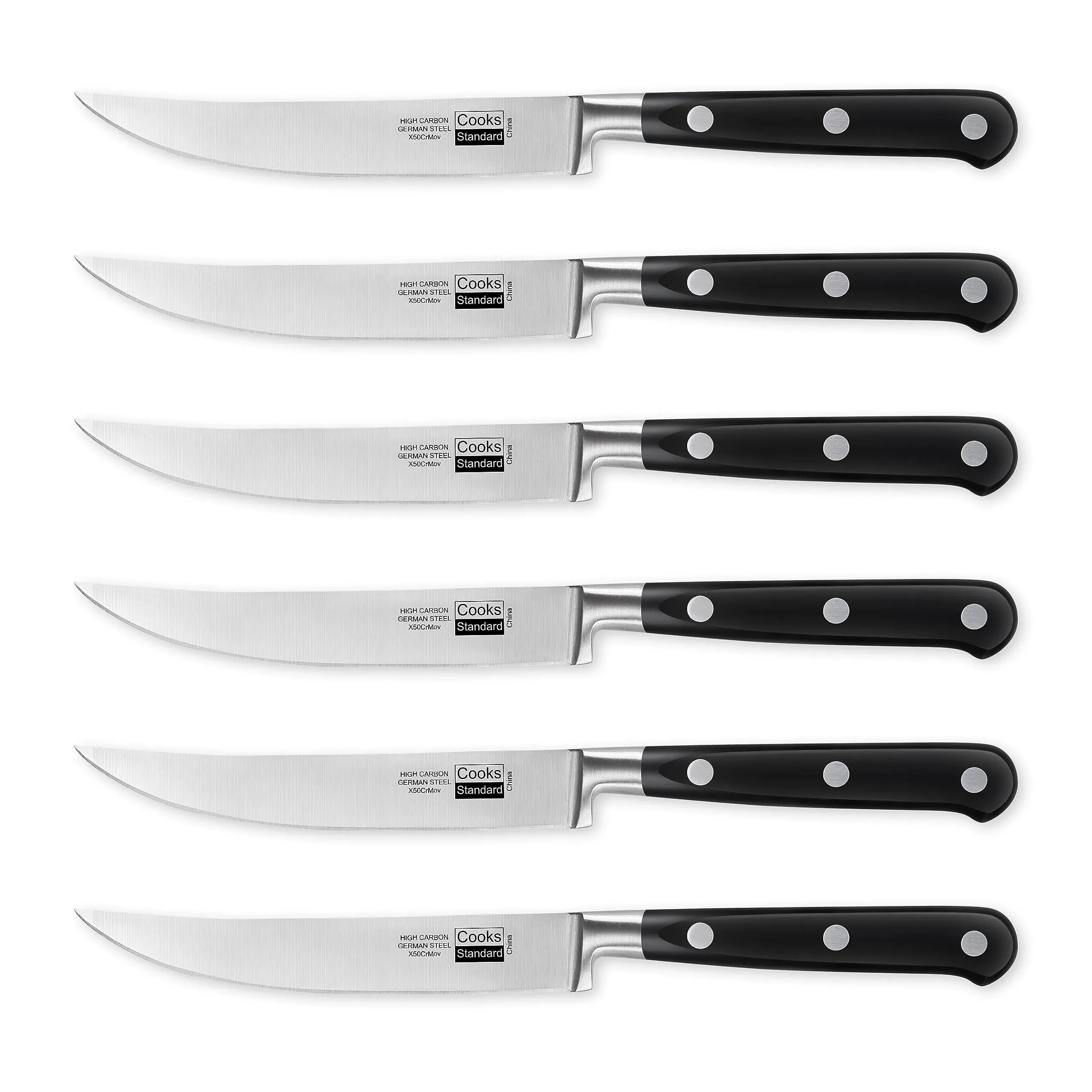 Steak Knives Set 6-piece, High Carbon Stainless Steel Classic Sharp Kitchen Steak Knife, Ergonomic H