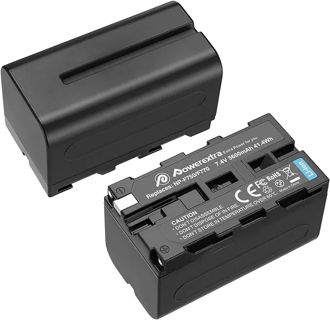 Powerextra 2 Pack Replace for Sony NP-F750 Battery for Sony NP-F730, NP-F750, NP-F760, NP-F770 Battery and Sony CCD-TRV215 CCD-TR917 CCD-TR315 HDR-FX1000 HDR-FX7 HVR-V1U HVR-Z7U HVR-Z5U Camcorder