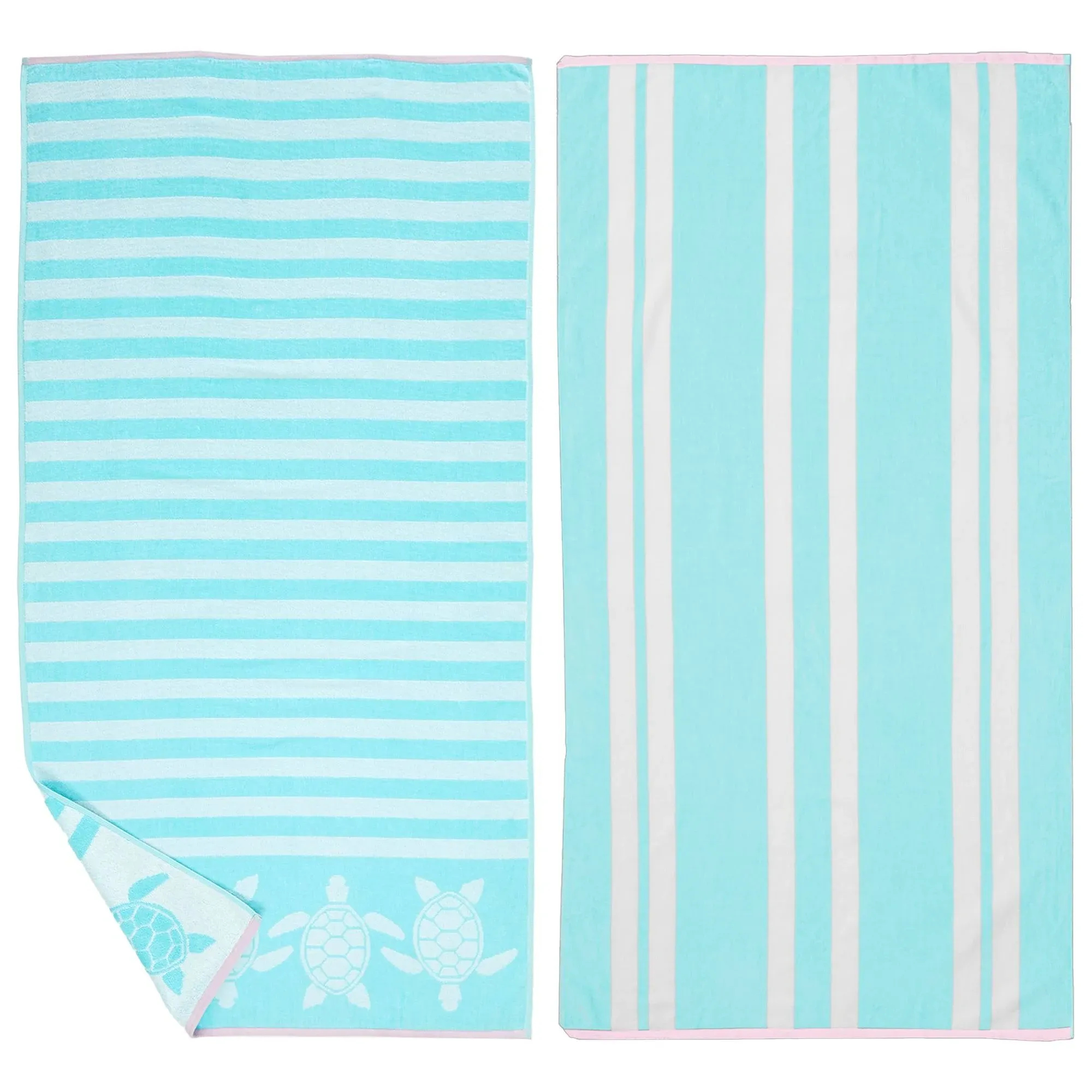 Great Bay Home 100% Cotton Beach Towels | 2 Pack of 30 x 60" Blue Pool Towels for Adults and Kids | Absorbent & Quick Dry Towels (Blue/Yellow Pineapple & Stripe)