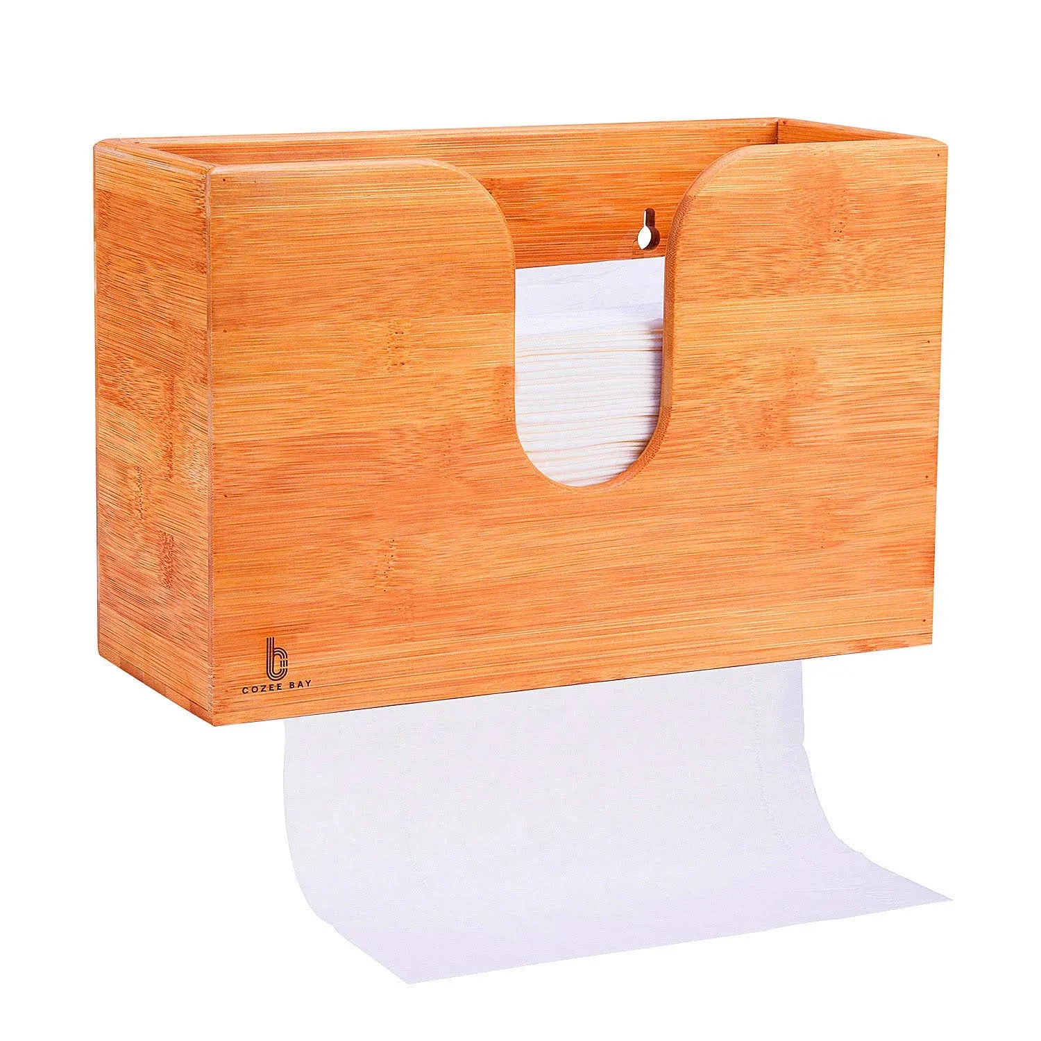 Cozee Bay Bamboo Paper Towel Dispenser, Paper Towel Holder for Kitchen Bathroom Toilet of Home and Commercial, Wall Mount or Countertop for Multifold, C Fold, Z fold, Trifold Hand Towels