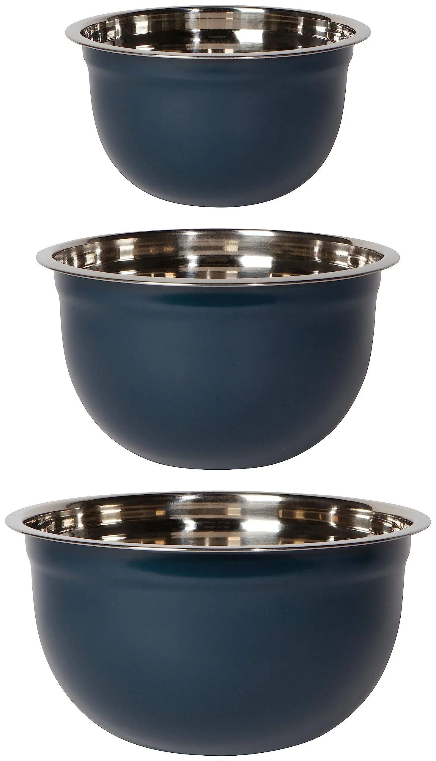 Matte Steel Nesting Mixing Bowls, Set of 3 Ink