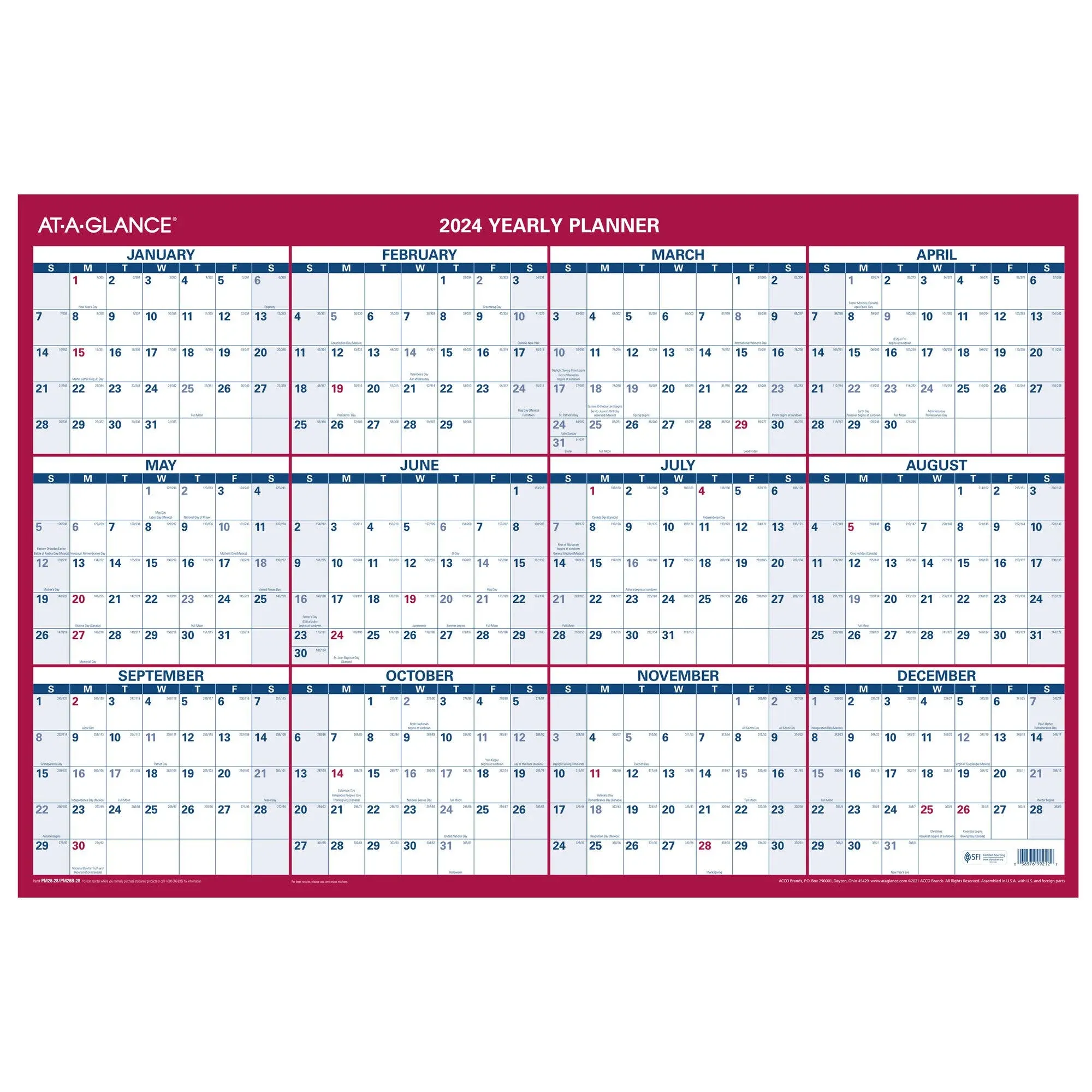 AT-A-GLANCE Erasable Vertical/Horizontal Wall Planner