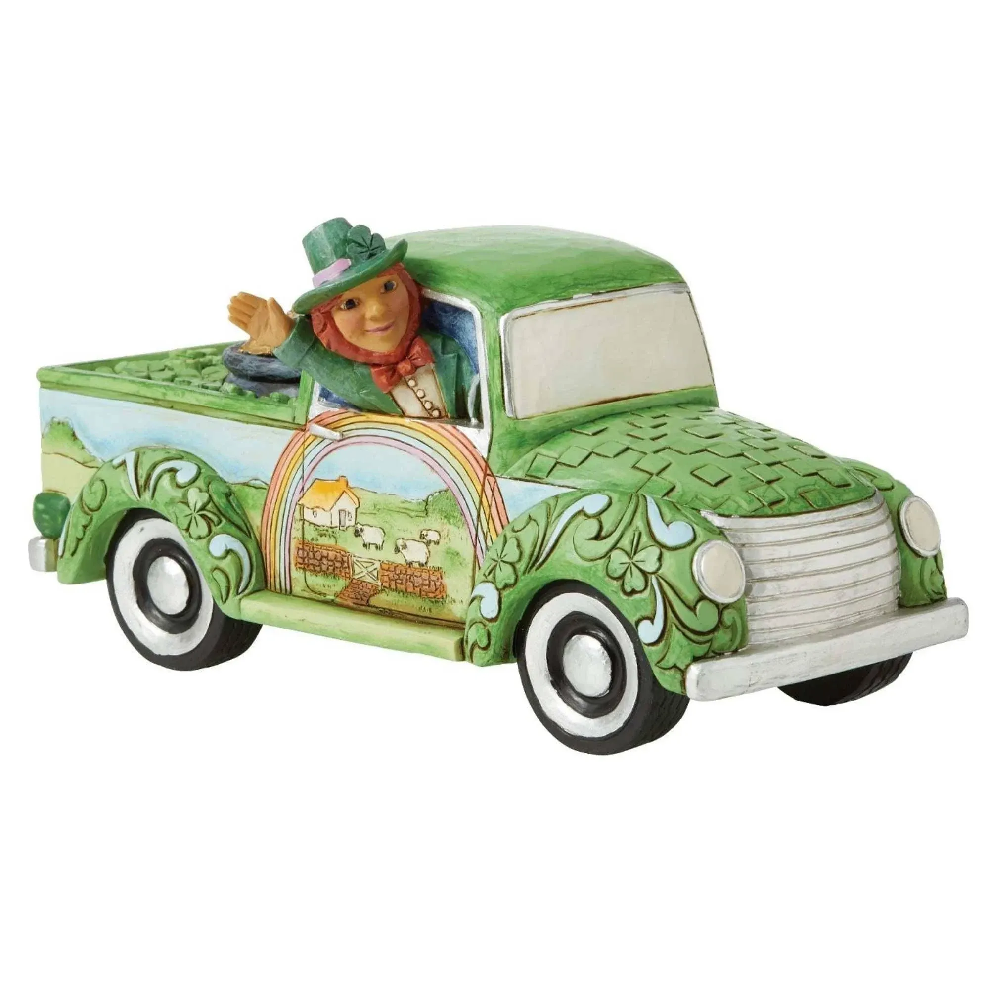 Jim Shore LEPRECHAUN IN GREEN TRUCK-TRUCKLOA<wbr/>D OF LUCK 6010268 BRAND NEW 2022 