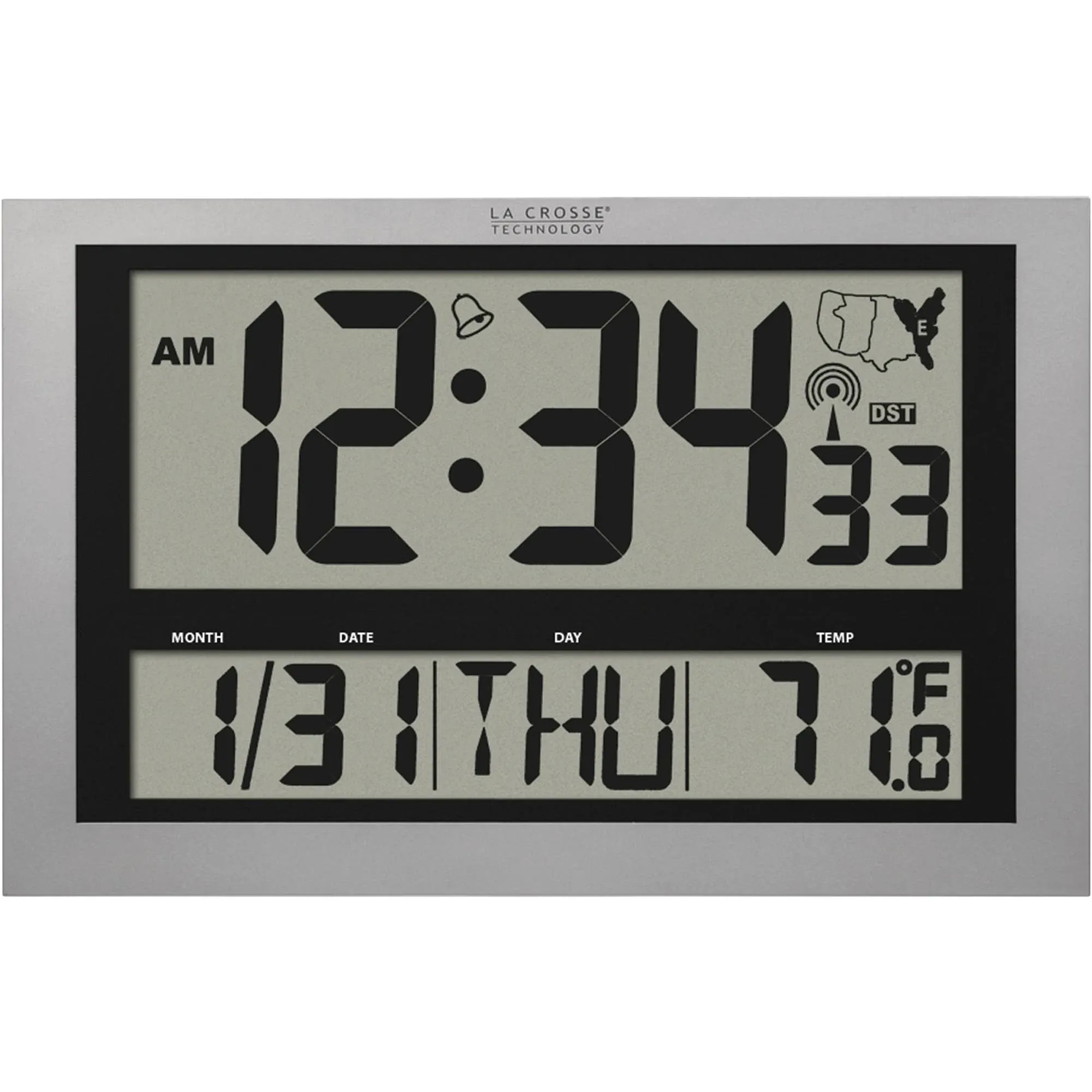 La Crosse Technology Jumbo Atomic Digital Wall Clock with Indoor Temperature 513-1211