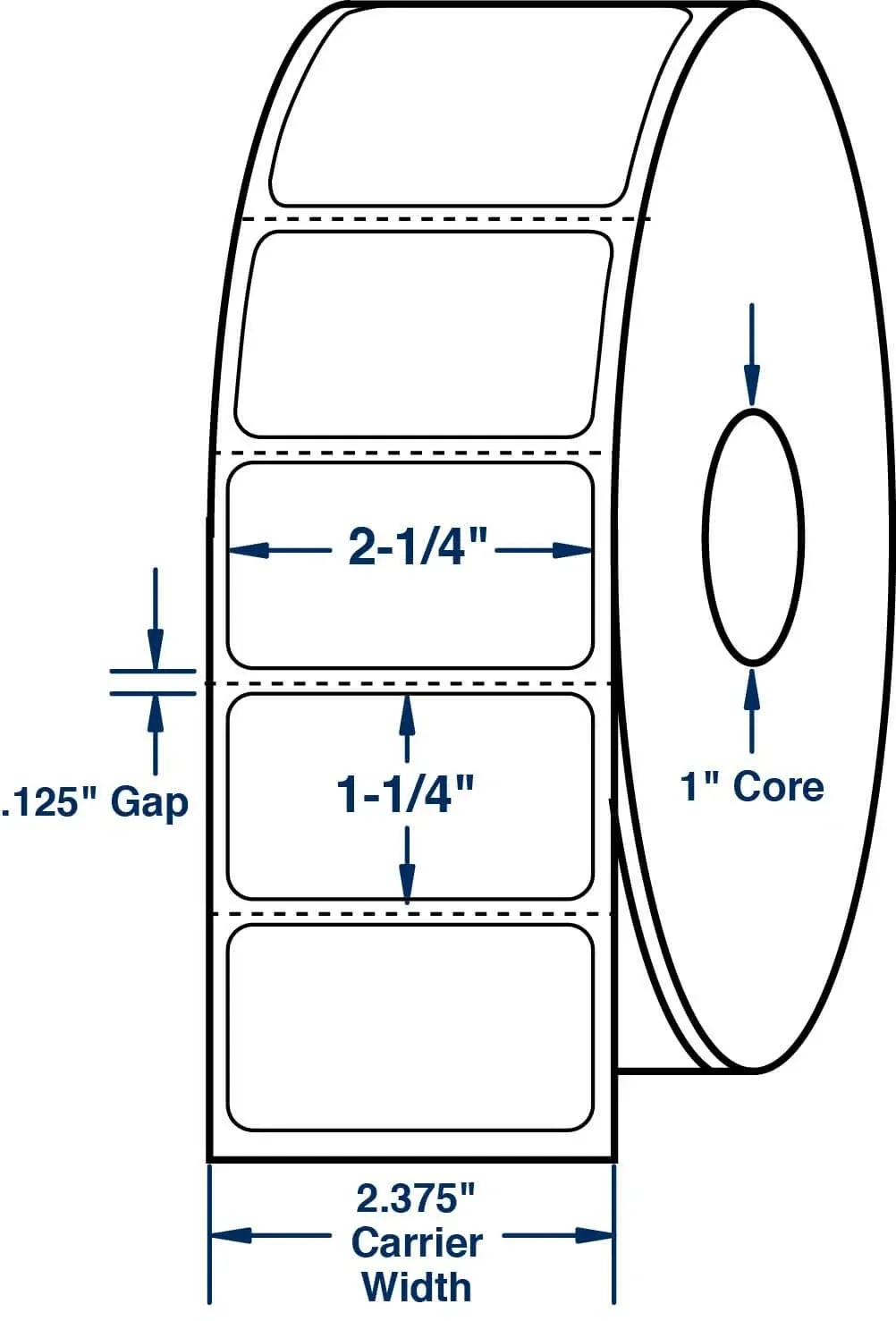 Compulabel Direct Thermal Labels, 2 1/4 x 1 1/4 inch, White, Roll, per