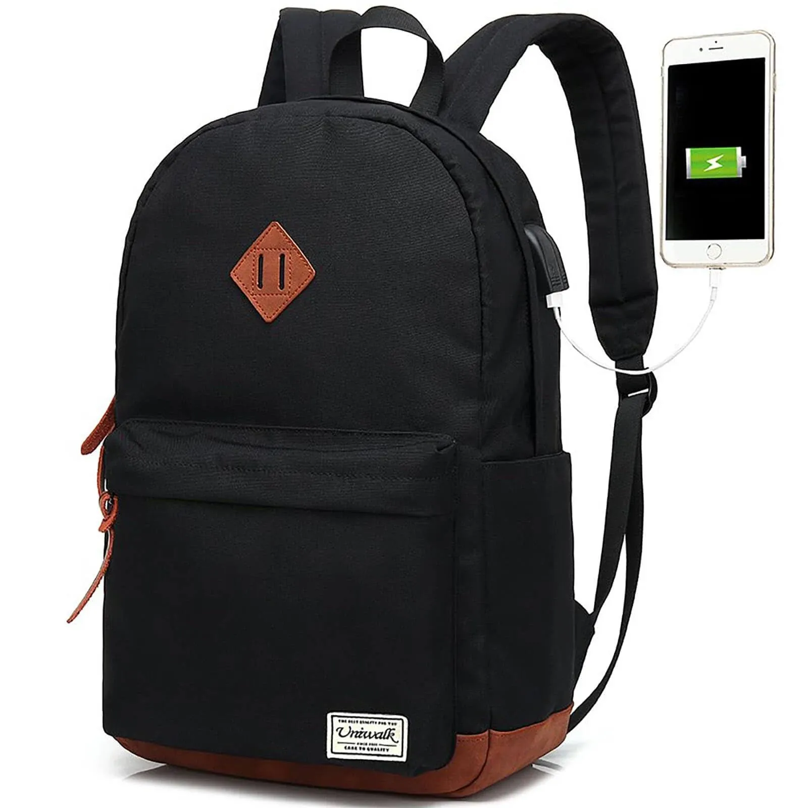 Classic College Backpack, Water-resisten<wbr/>t Laptop Backpack with USB Charging P...