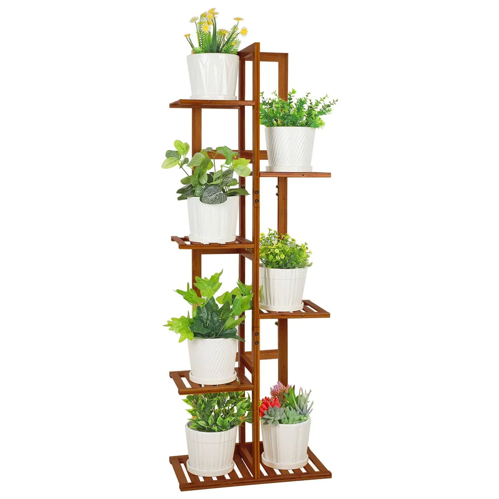 ROSSNY Bamboo Plant Stand, Plant Stands for Indoor Tall Plant Rack 6 Tier Plant 