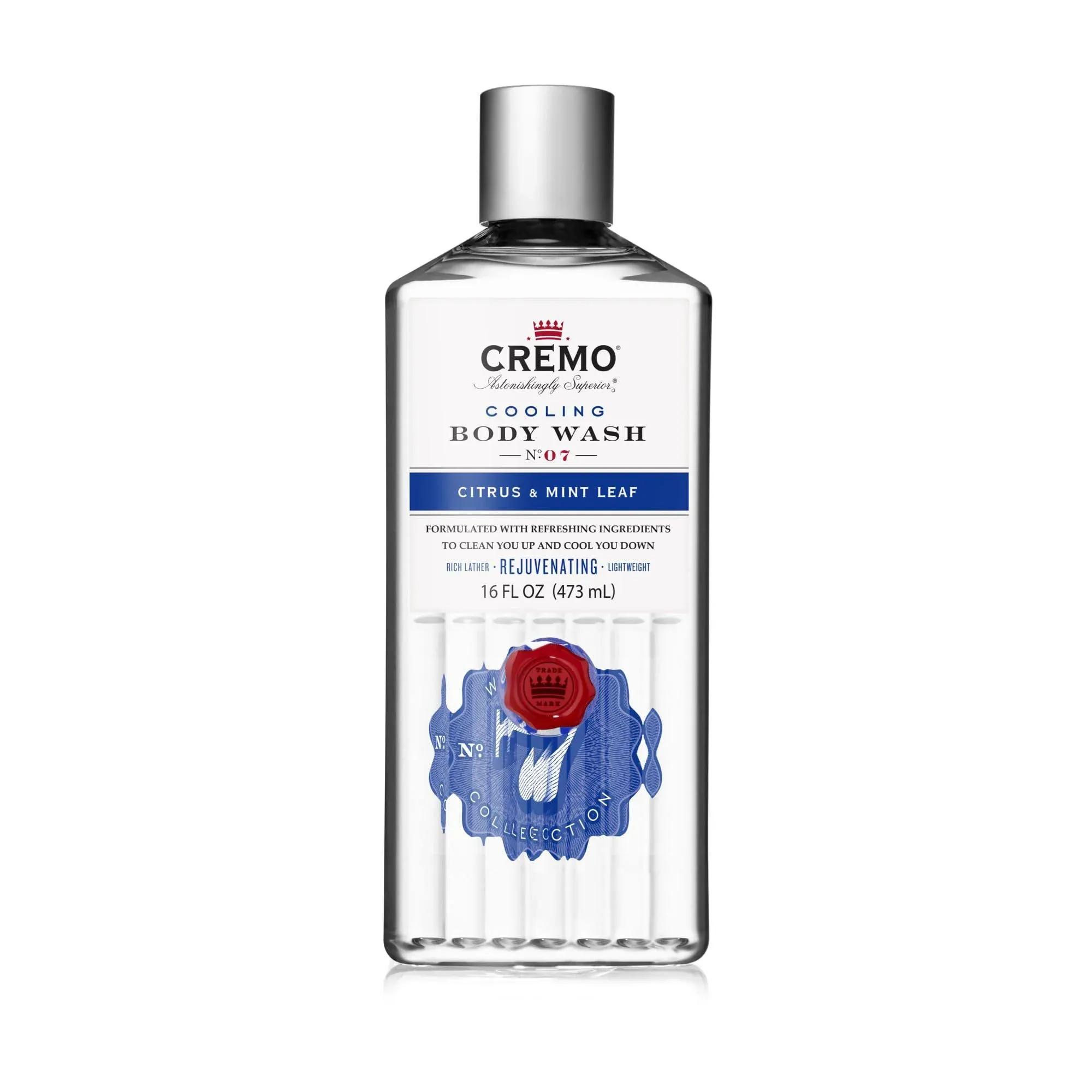 Cremo Rich-Lathering Cooling Citrus & Mint Leaf Body Wash for Men, Crisp, Refreshing Scent with A Lively Blend of Peppermint, 16 Fl Oz