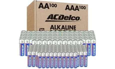 ACDelco 100-Count AAA Batteries, Maximum Power Super Alkaline Battery, 10-Year Shelf Life, Recloseable Packaging