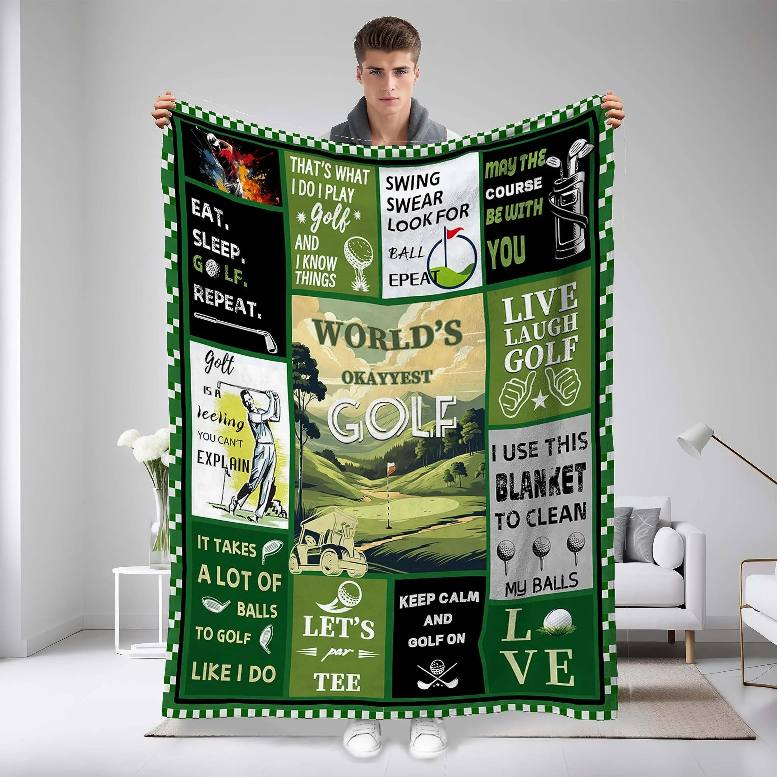 Gifts for Men,Blanket Gifts,Warm Soft Throw Blankets 60X50 Inches,Team Golf