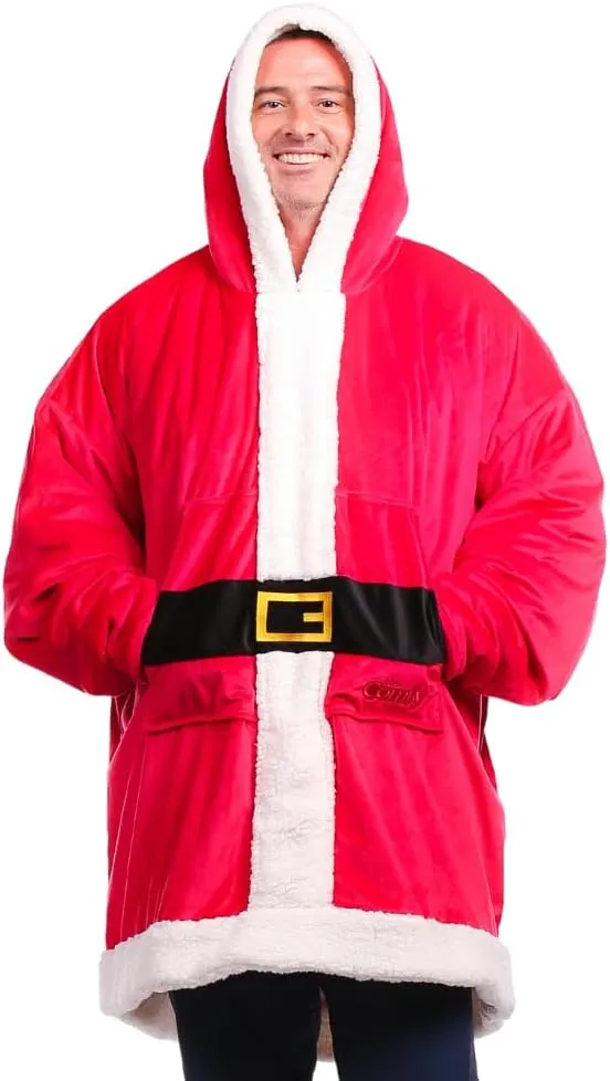 THE COMFY Original Santa Claus Costume Wearable Blanket Christmas Gifts for Women and Men, Oversized Microfiber and Sherpa Blankets As Seen On Shark Tank