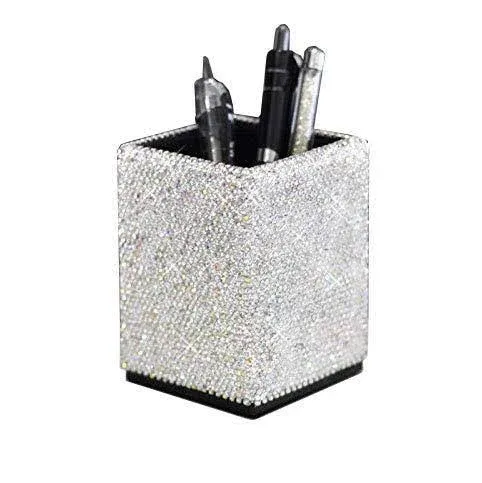 Bestbling Crystal Pencil Pen Pot Holder Box Bling Rhinestone Pen Organizer Holder ...