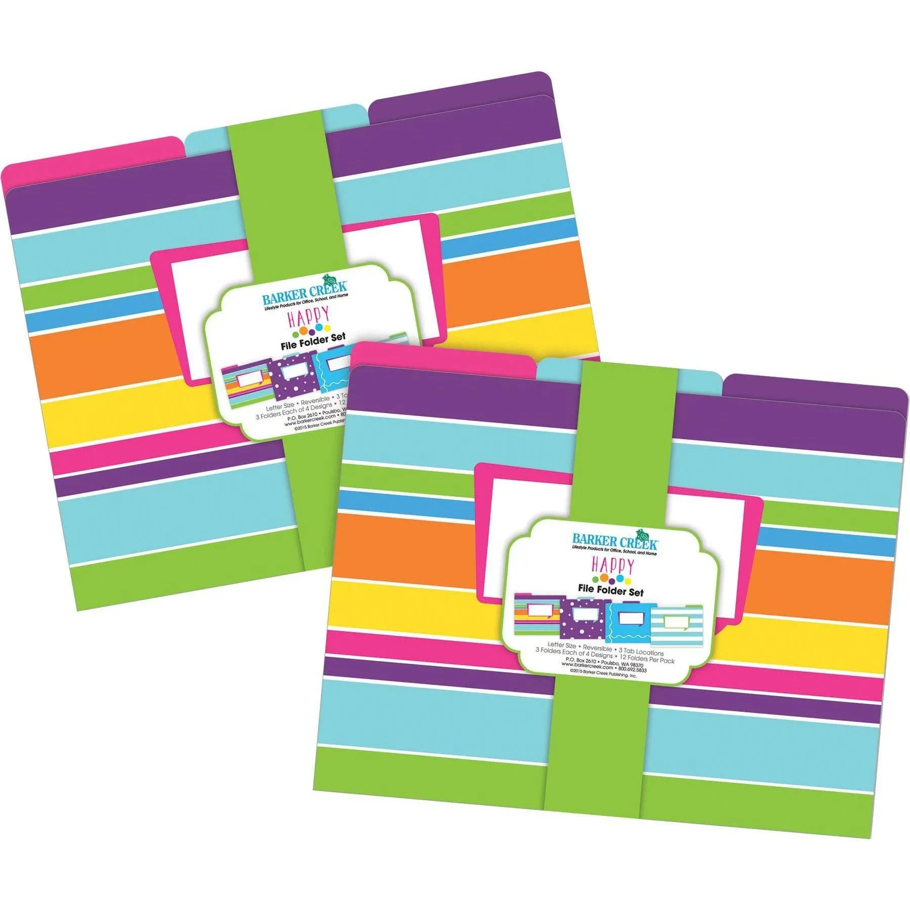 Happy Designer Letter-Size File Folders, Multi-Design Set, 24/Package