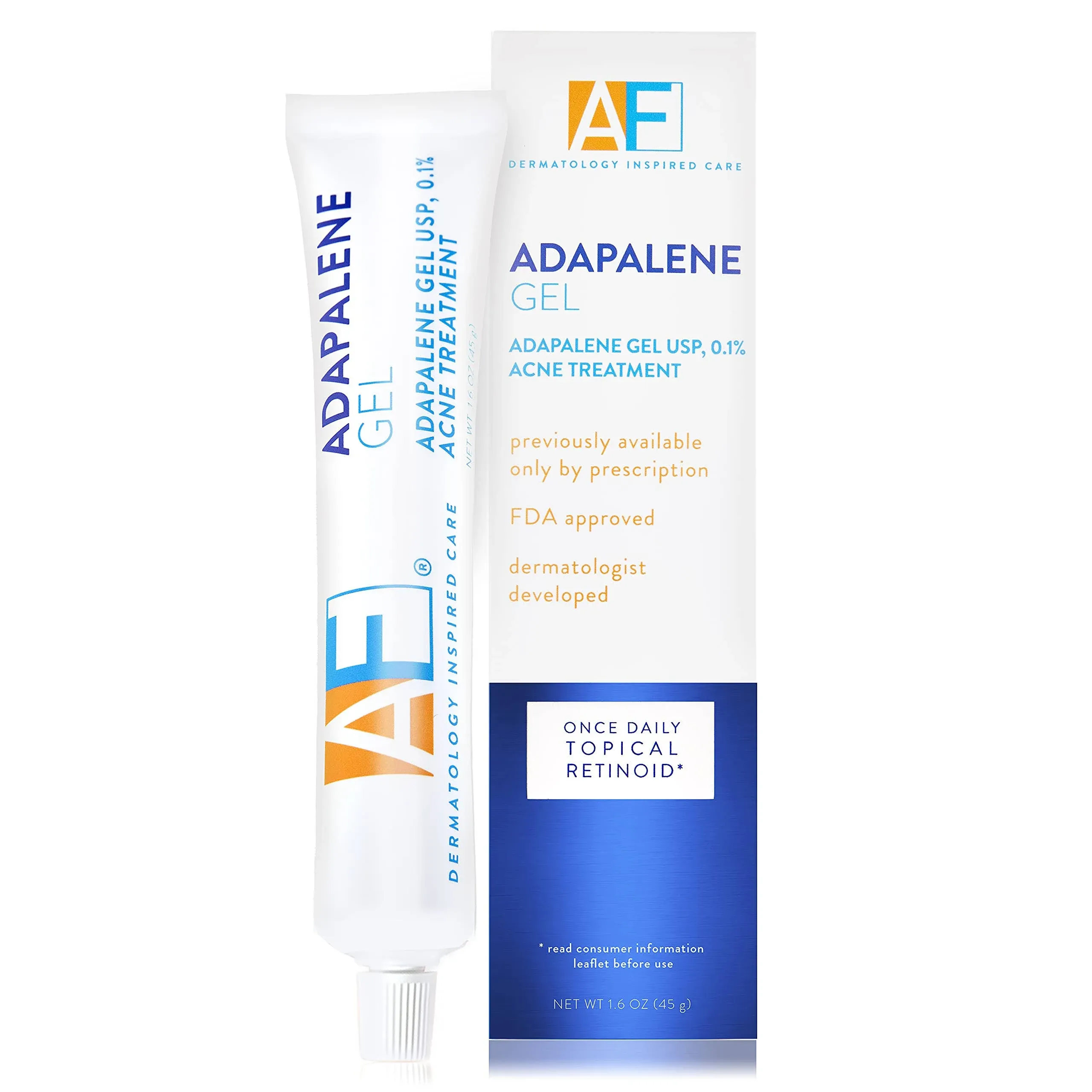 Acne Free Adapalene Gel 0.1%, Once-Daily Topical Retinoid Acne Treatment, 1.6 Ounce