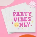 xo, Fetti Party Vibes Only Napkins - 3-ply, 24 pcs | Preppy Party Decorations, Birthdy Party Supplies, Smiley Party Favors, Lightning Cute Smile