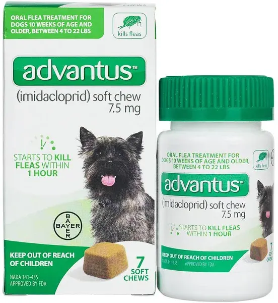 Advantus Oral Flea Soft Chews for Small Dogs, 7.5 mg - 7 count