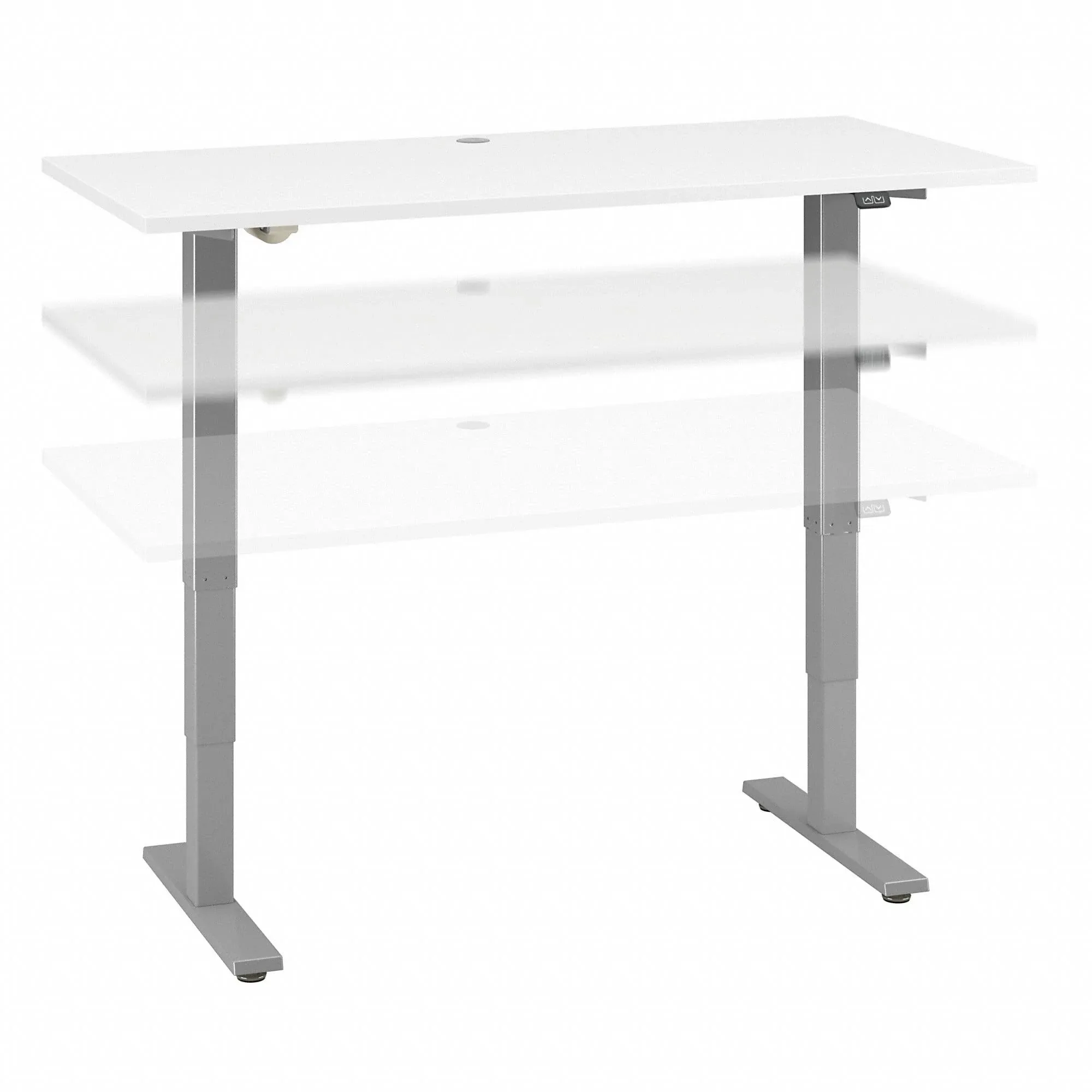 Cabot 60W Electric Height Adjustable Standing Desk by Bush White/Cool Gray Metal