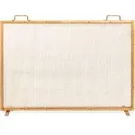 Best Choice Products 38x27in Single Panel Fireplace Screen Handcrafted Steel Mesh Spark Guard w/ Handles - Antique Gold