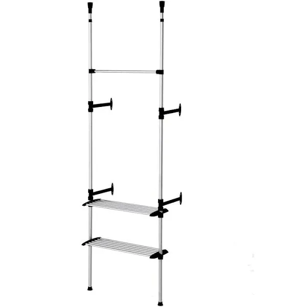 Ore International Simple Modern 2 Tier Telescopic Clothes Rack