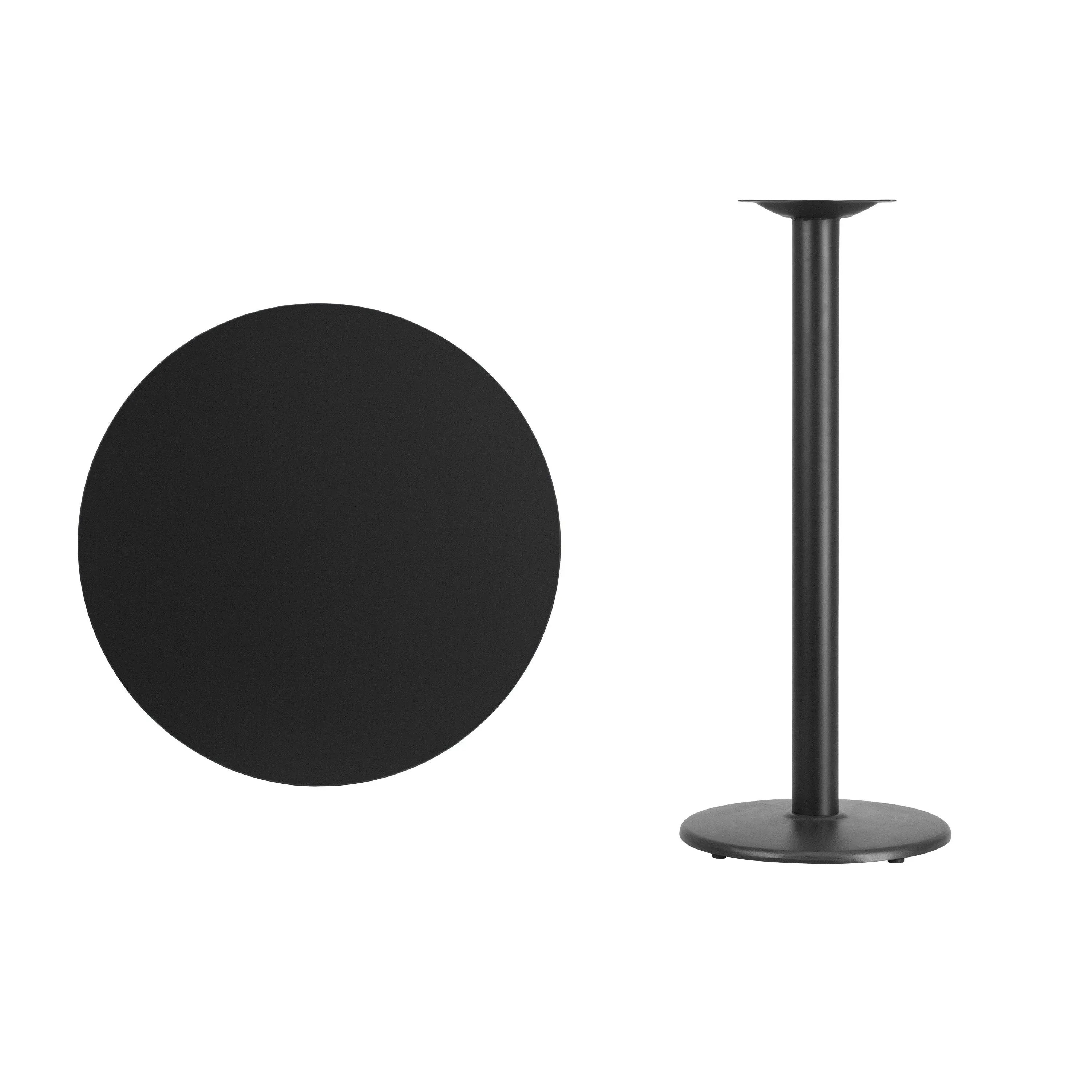 Flash Furniture 30'' Round Black Laminate Table Top with 22'' x 22'' Bar Height Table Base