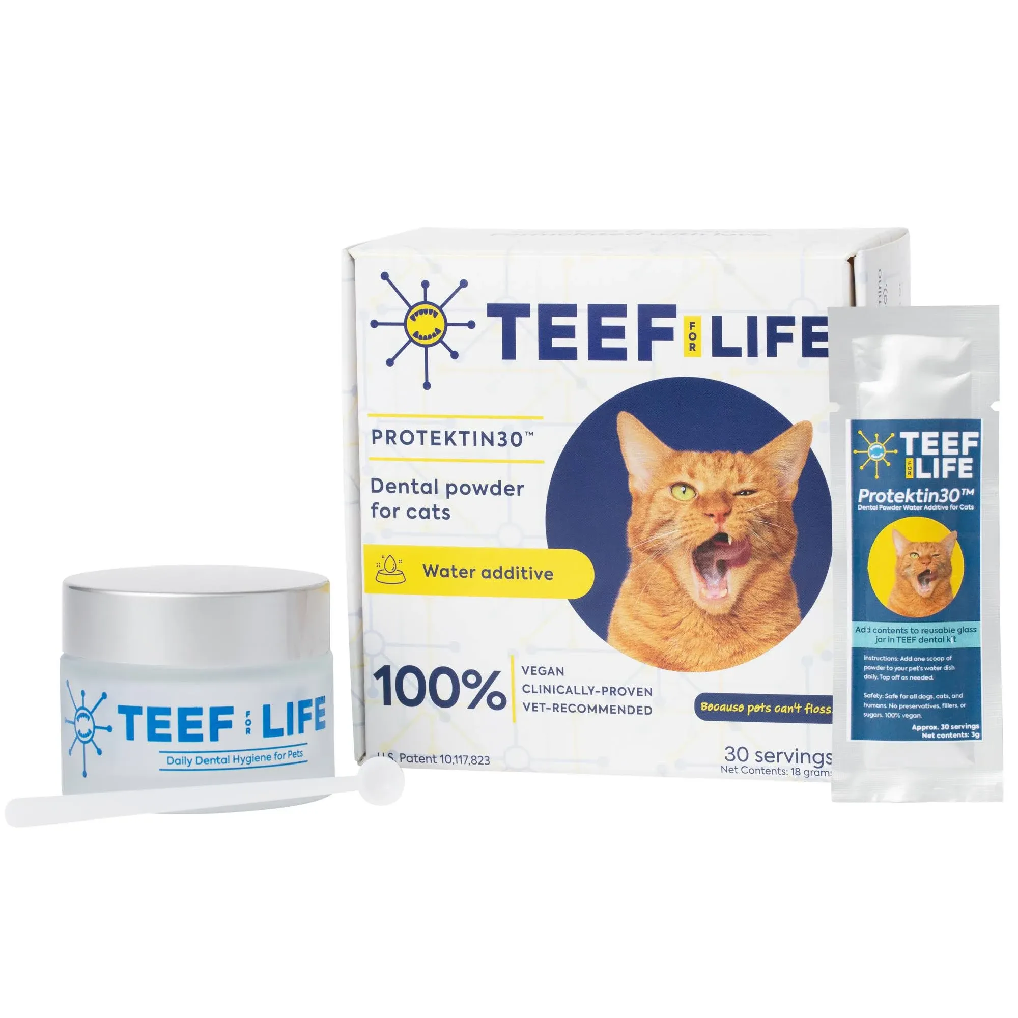 Teef for Life - Protektin30 - Dental Kit: Powder Water Additive for Cats 30 ...