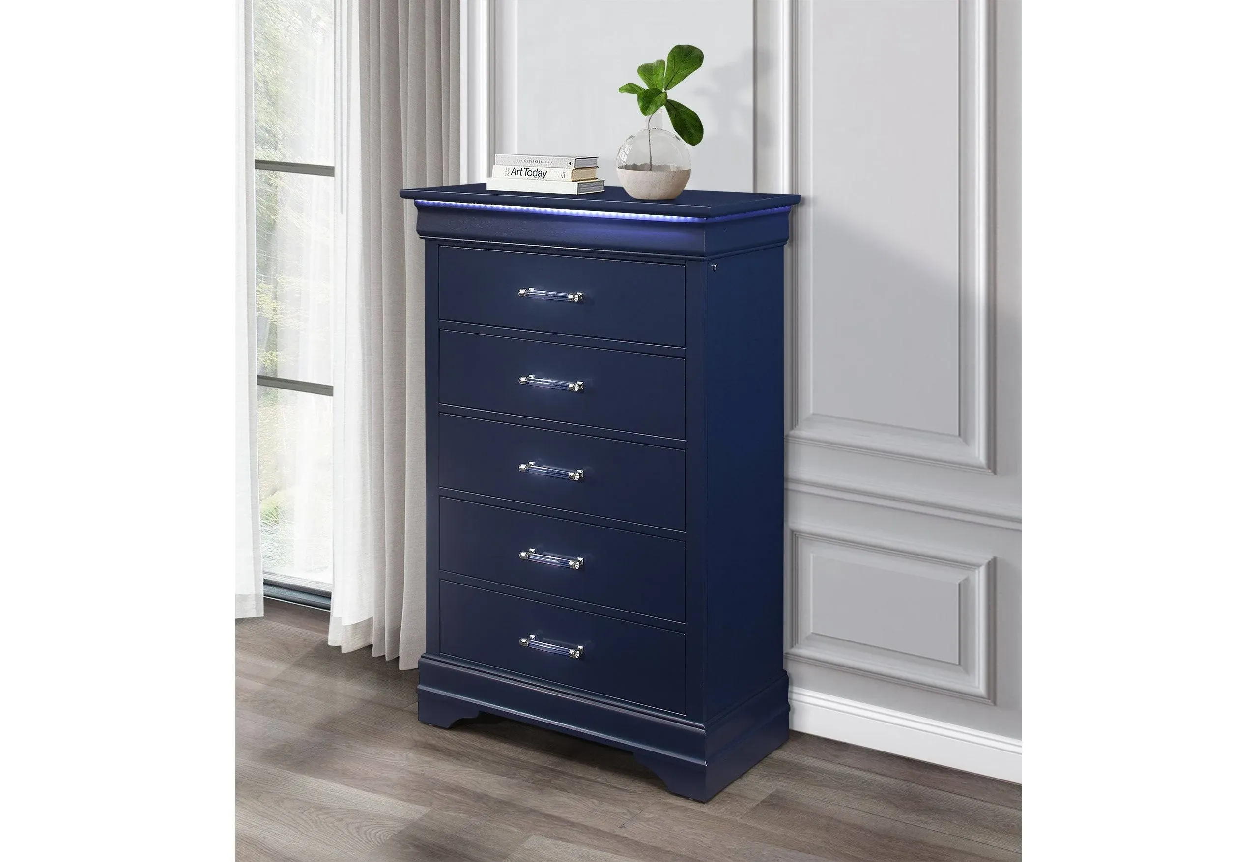 Global Furniture USA Charlie Blue LED Chest