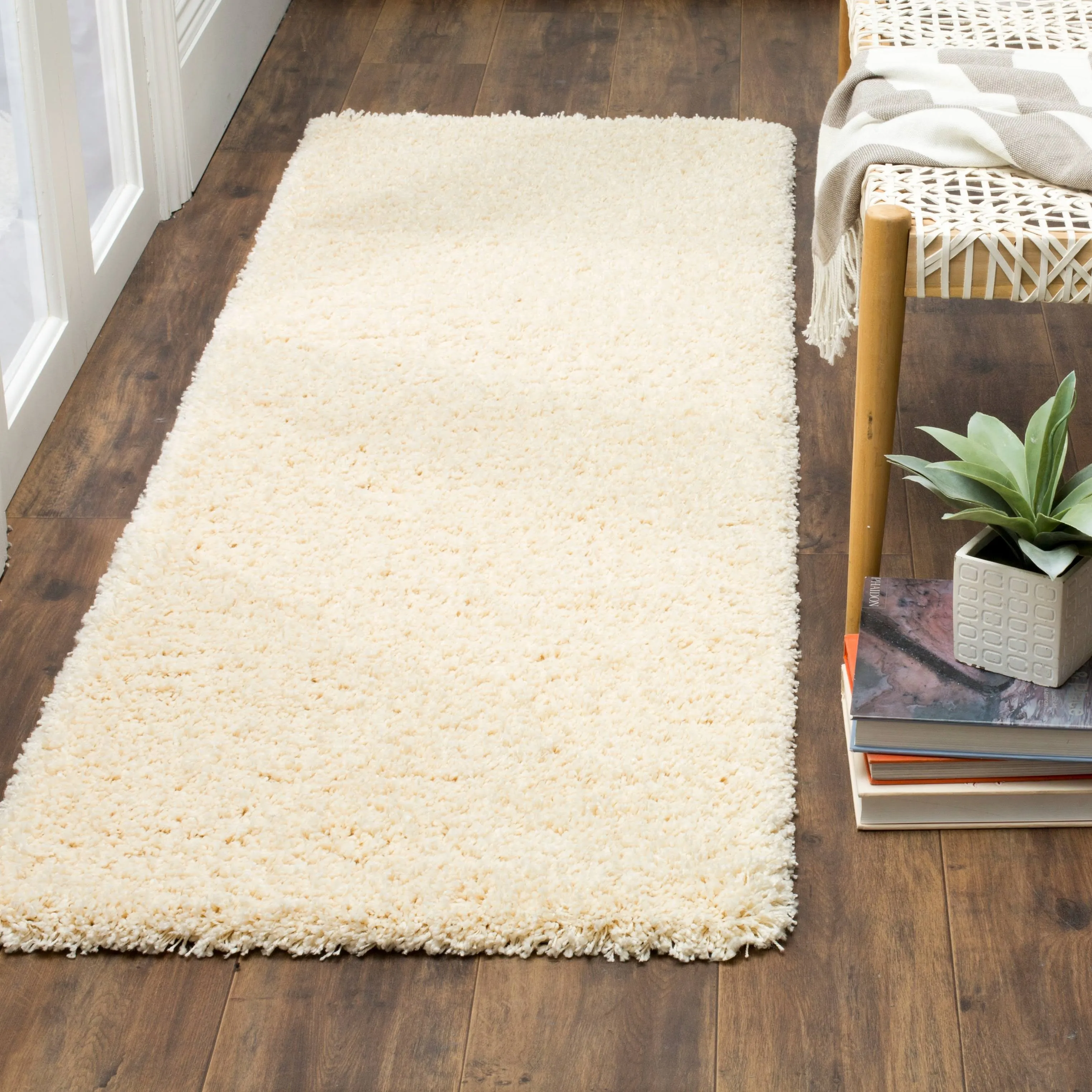 SAFAVIEH California Shag Collection Runner Rug - 2'3" x 13', Ivory, Non-Shedding & Easy Care, 2-inch Thick Ideal for High Traffic Areas in Living Room, Bedroom (SG151-1212)