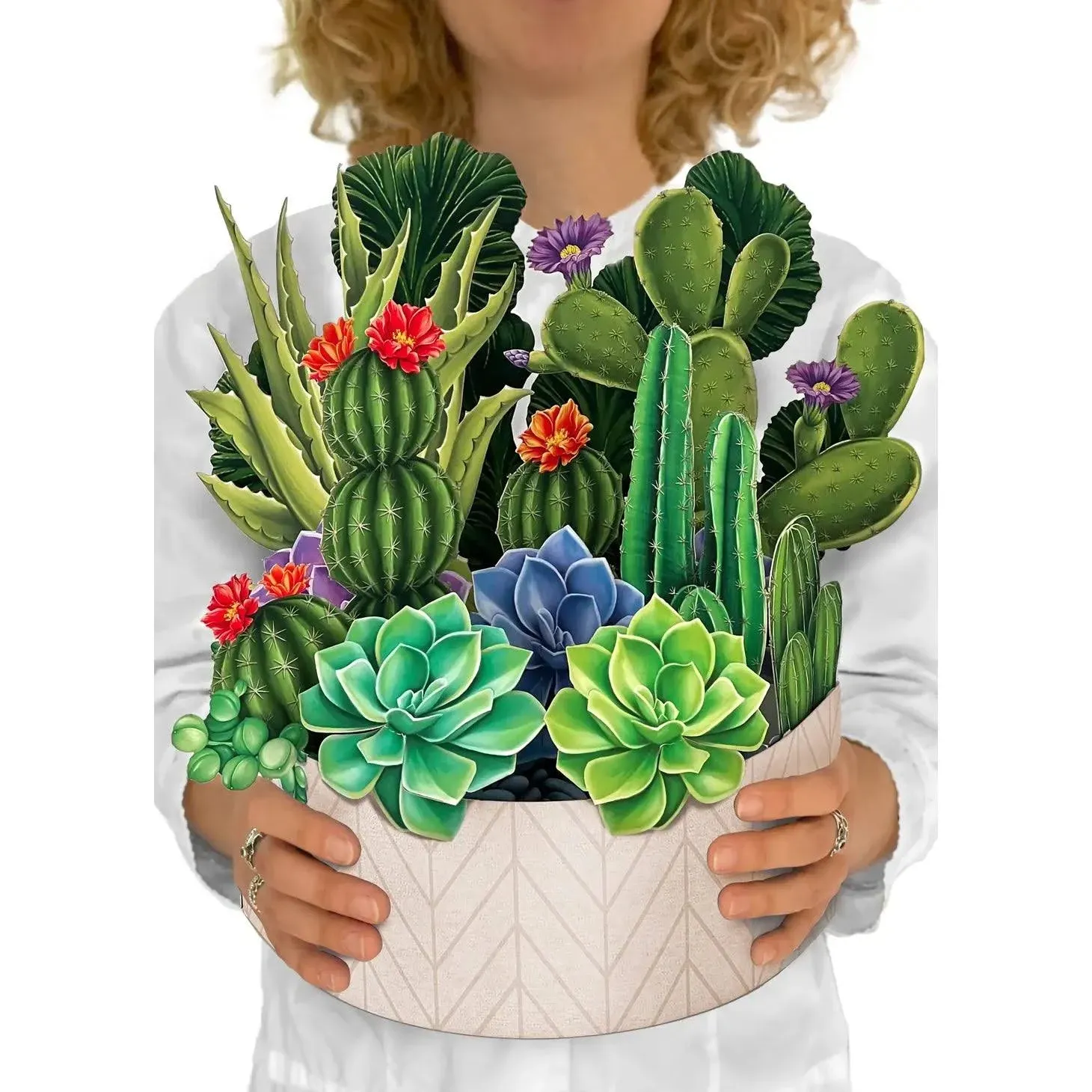 Pop-Up Flower Bouquet Greeting Card - Cactus Garden