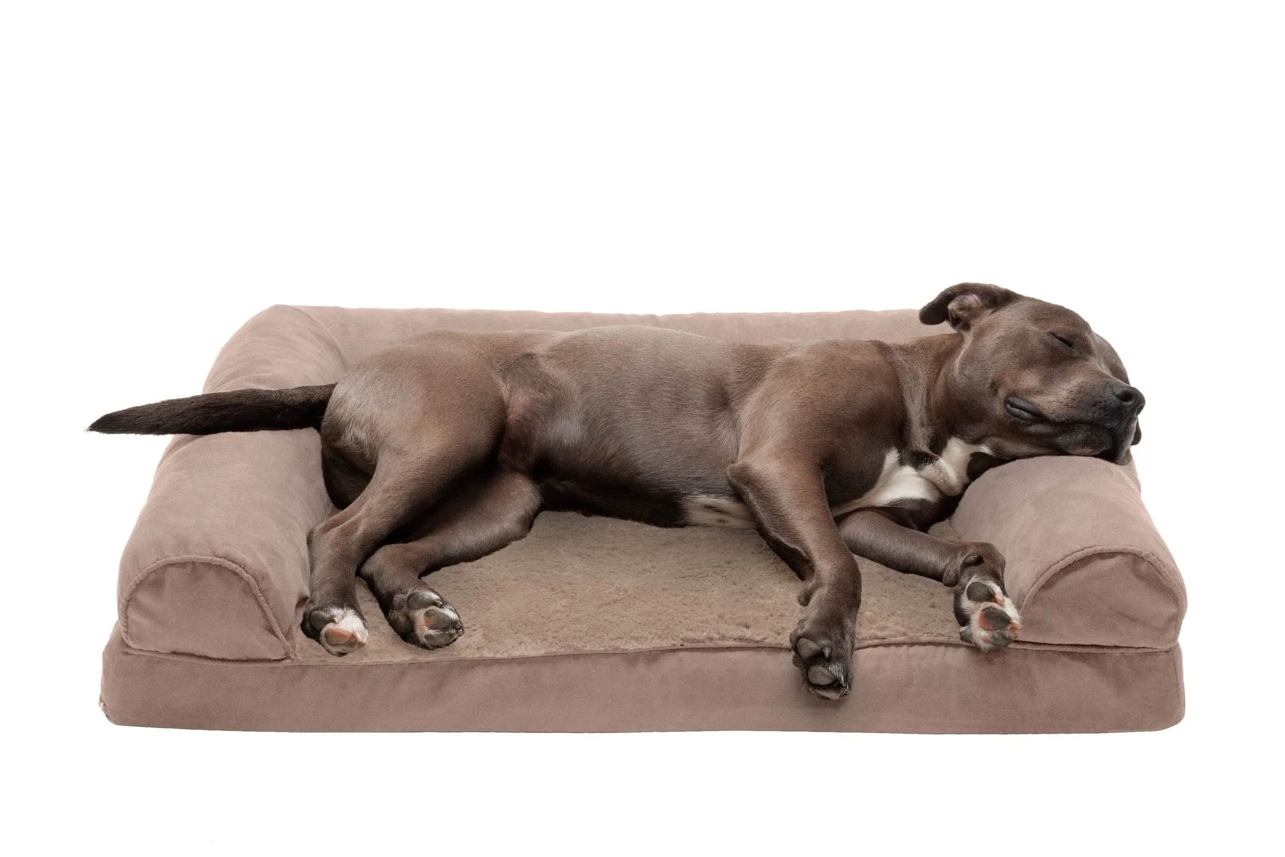 Furhaven Plush & Suede Orthopedic Sofa Dog Bed - Large - Almondine